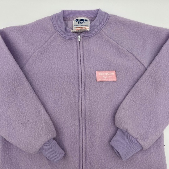 Vintage OshKosh B'gosh Kids Fleece Pajamas Sleeper Purple Size 5 One Piece - Picture 1 of 7